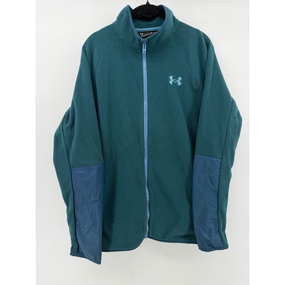 Under Armour Polartec Full Zip Fleece Jacket Teal Blue Mens Small SM Loose Fit